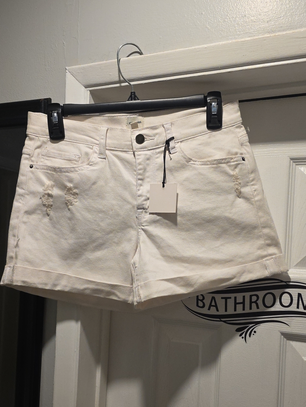 Sneak Peek Cream Denim Jean Shorts